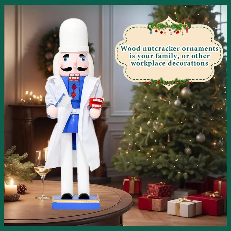 WVIOUOPU Christmas Doctor Man Nutcracker Decorations - 14 Inch Handmade Wooden Figures with White Coat Doctor Hat Stethoscope AED for Mantle Shelf Tabletop Home Christmas Holiday Ornaments Gifts - Image 5